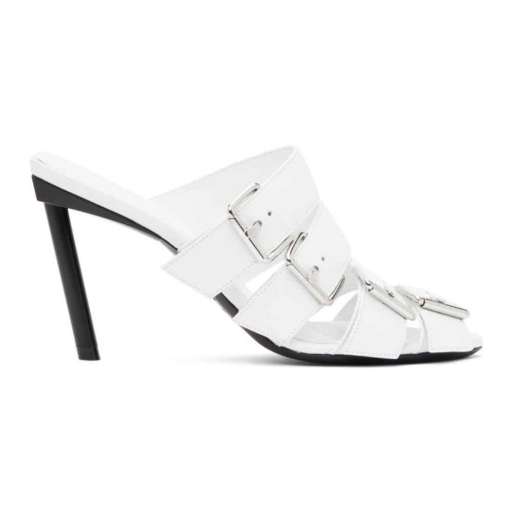 Balenciaga 80mm Four-Buckle Napa Slide High-Heel Sandals
